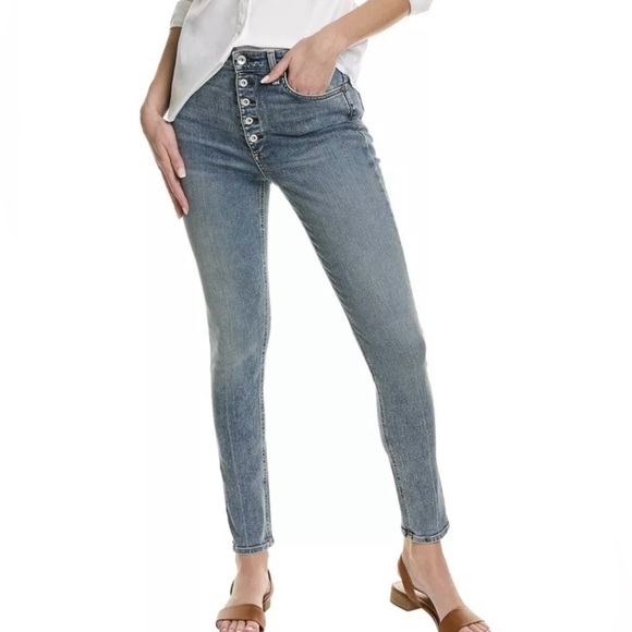 NWT Rag & Bone Nina Hi-Rise Farrow Skinny Button Fly Jeans Size 24 - Picture 1 of 12